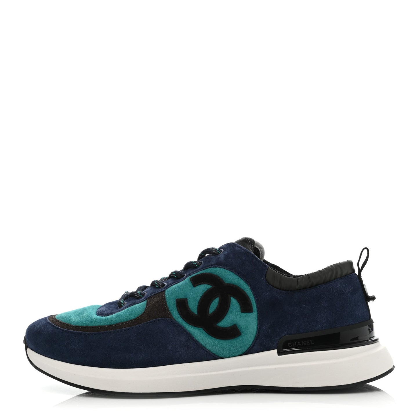 Suede Calfskin Mens CC Sneakers 43 Navy Green Black