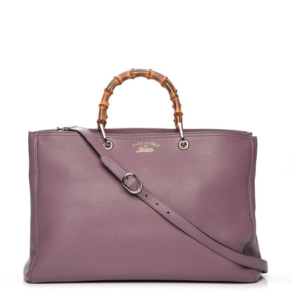 Gucci Calfskin Large Bamboo Shopper Tote Purple 1 of 8