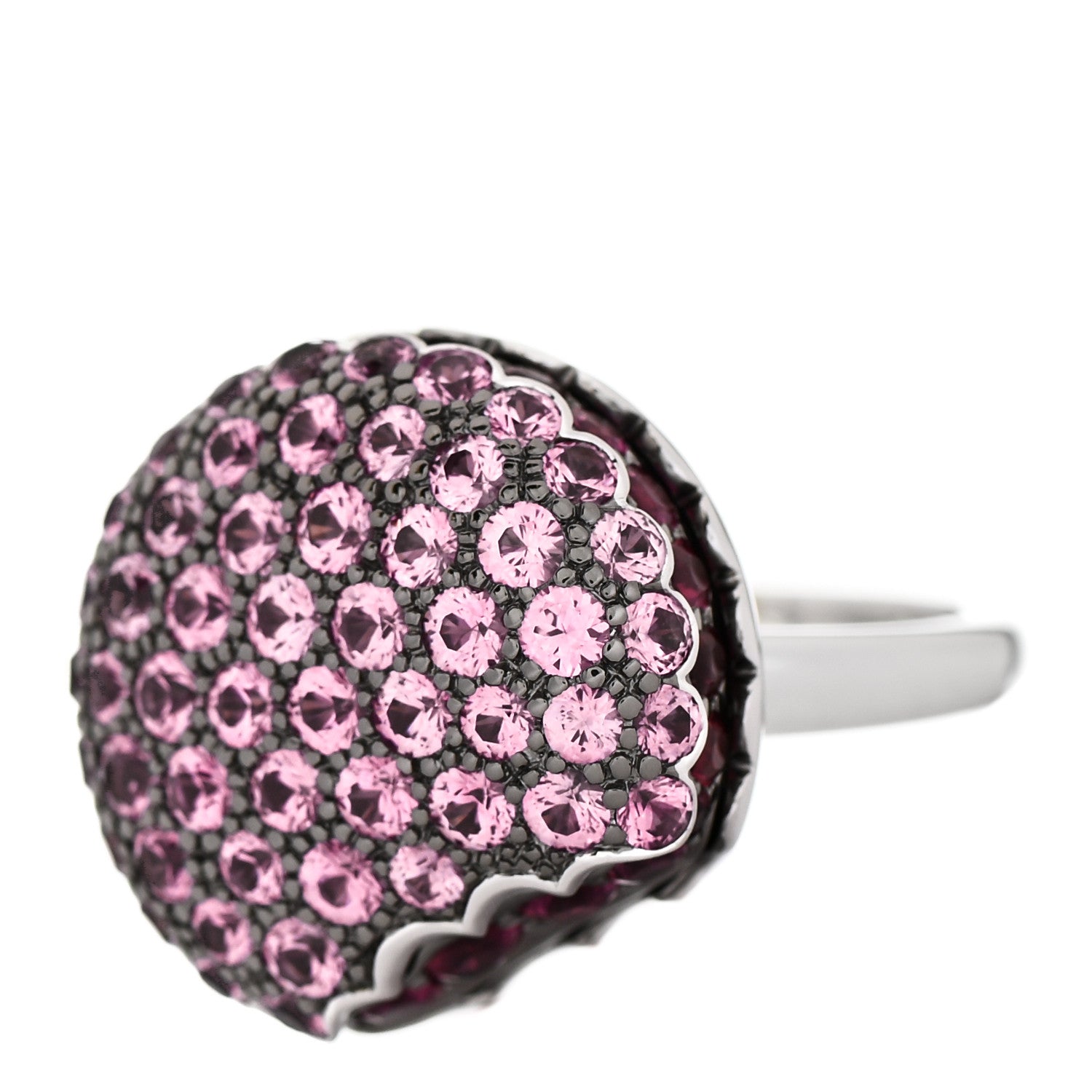 Boucheron 18K White Gold Ruby Pink Sapphire Macaron Ring 54 6.75 6 of 8