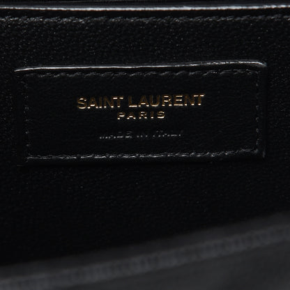 Saint Laurent Grain De Poudre Matelasse Chevron Medium Monogram Satchel Black 7 of 10