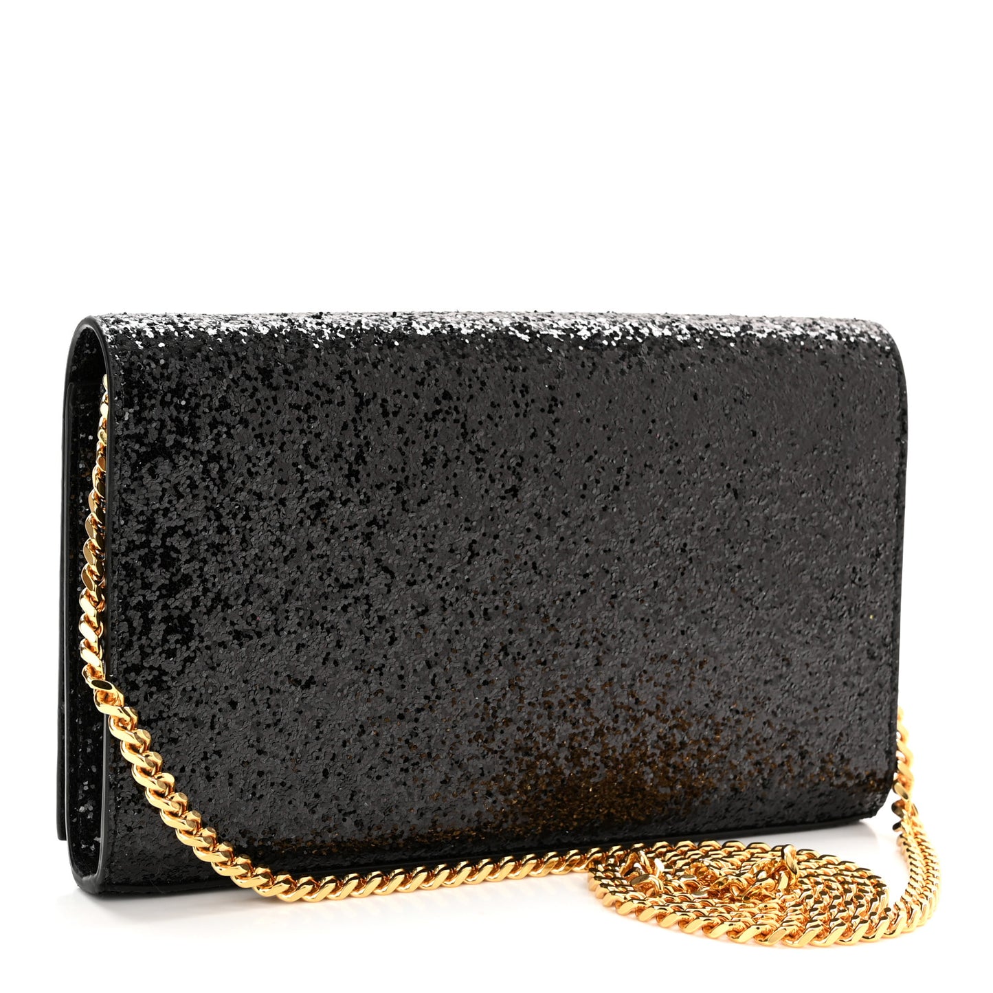 Glitter Classic Monogram Chain Wallet Black Multicolor