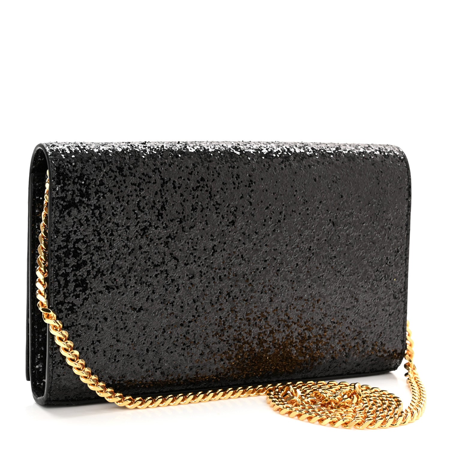 Saint Laurent Glitter Classic Monogram Chain Wallet Black Multicolor 4 of 10