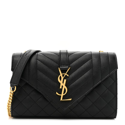 Saint Laurent Grain De Poudre Textured Mixed Matelasse Triquilt Small Monogram Satchel Black 1 of 11