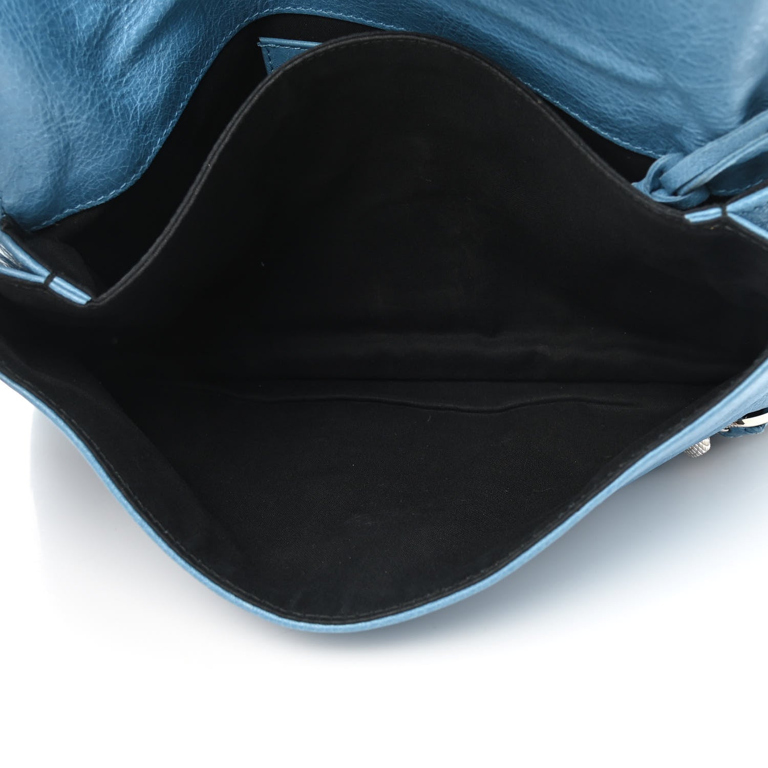 Balenciaga Agneau Giant 12 Silver Hardware Envelope Strap Clutch Bleu Tropical 6 of 14