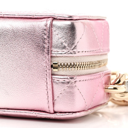 Chanel Gradient Metallic Lambskin Quilted Like A Wallet Clutch With Chain Gold Pink 10 of 13