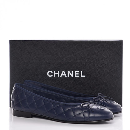 Chanel Lambskin Quilted CC Cap Toe Ballerina Flats 40.5 Navy 9 of 9