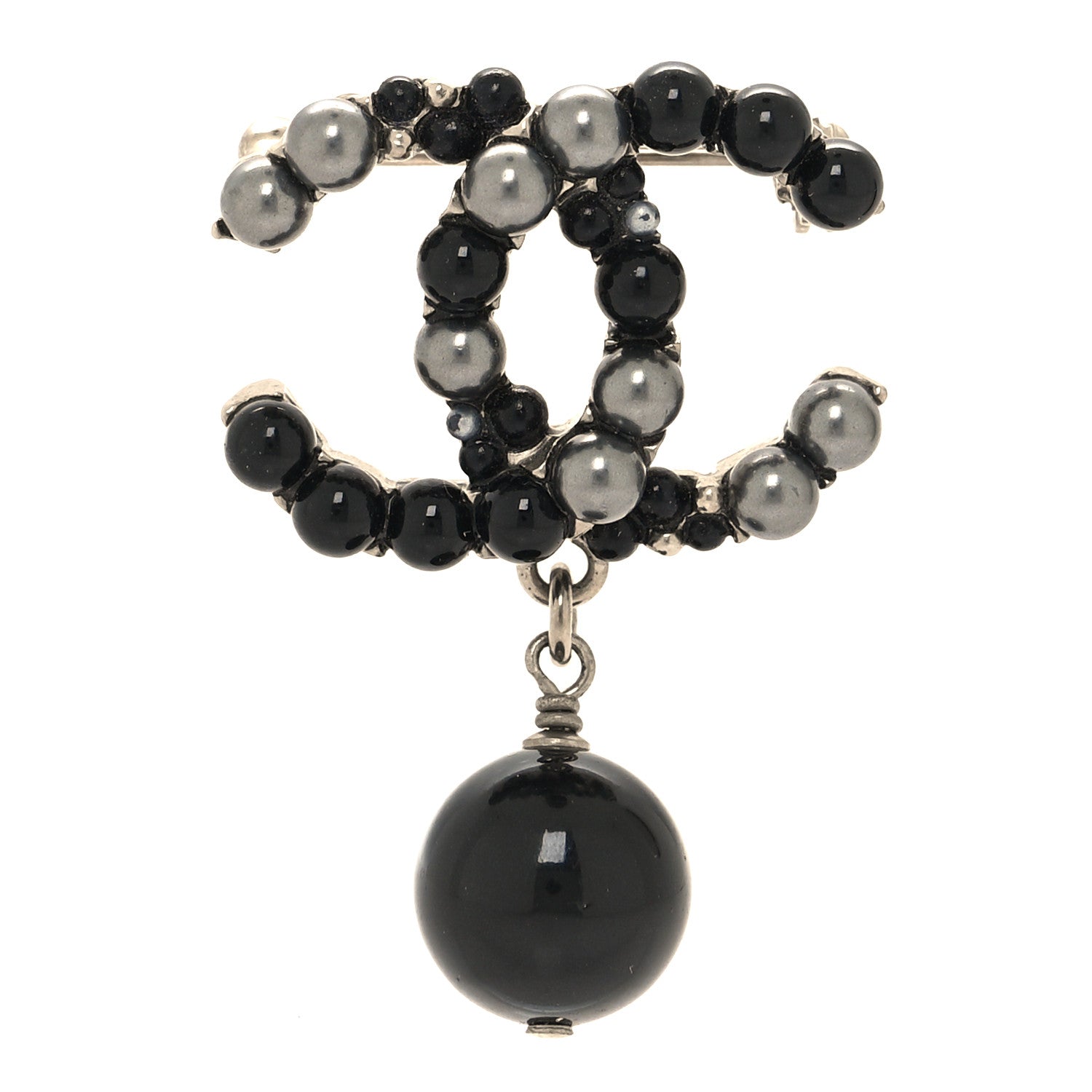 Chanel Pearl Beaded Drop Brooch Black 1 of 3