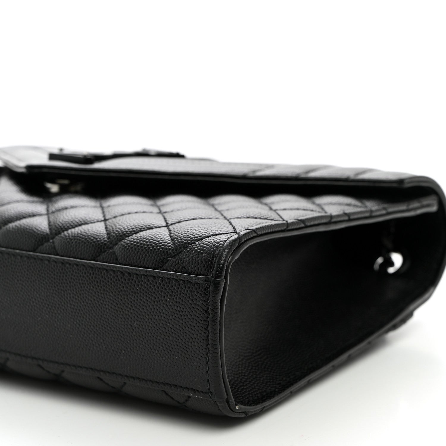 Saint Laurent Grain De Poudre Textured Mixed Matelasse Triquilt Medium Monogram Monochrome Satchel Black 9 of 9