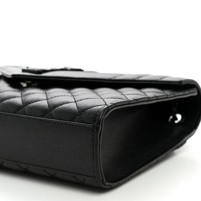 Saint Laurent Grain De Poudre Textured Mixed Matelasse Triquilt Medium Monogram Monochrome Satchel Black 9 of 9