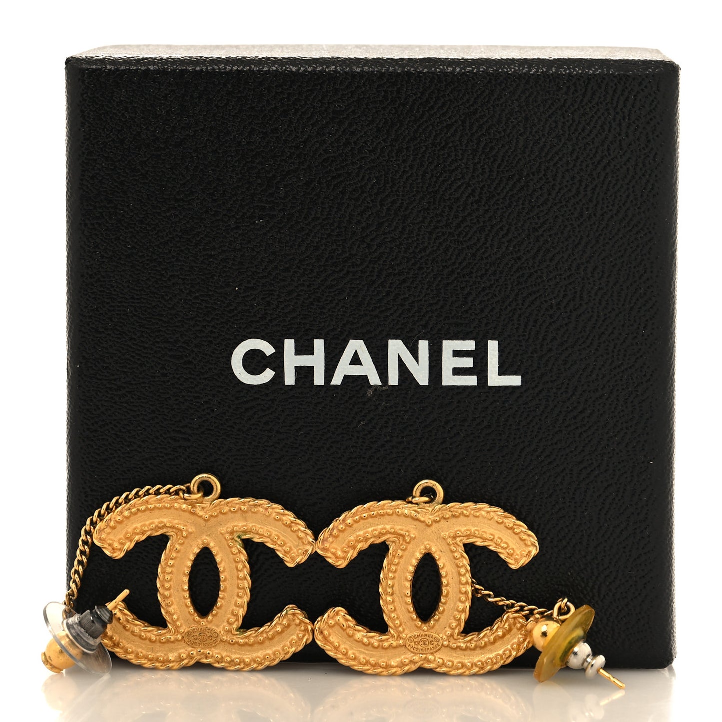 CC Drop Earrings Matte Gold