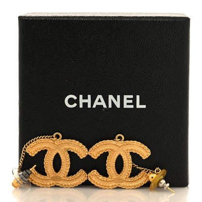 Chanel CC Drop Earrings Matte Gold 5 of 5