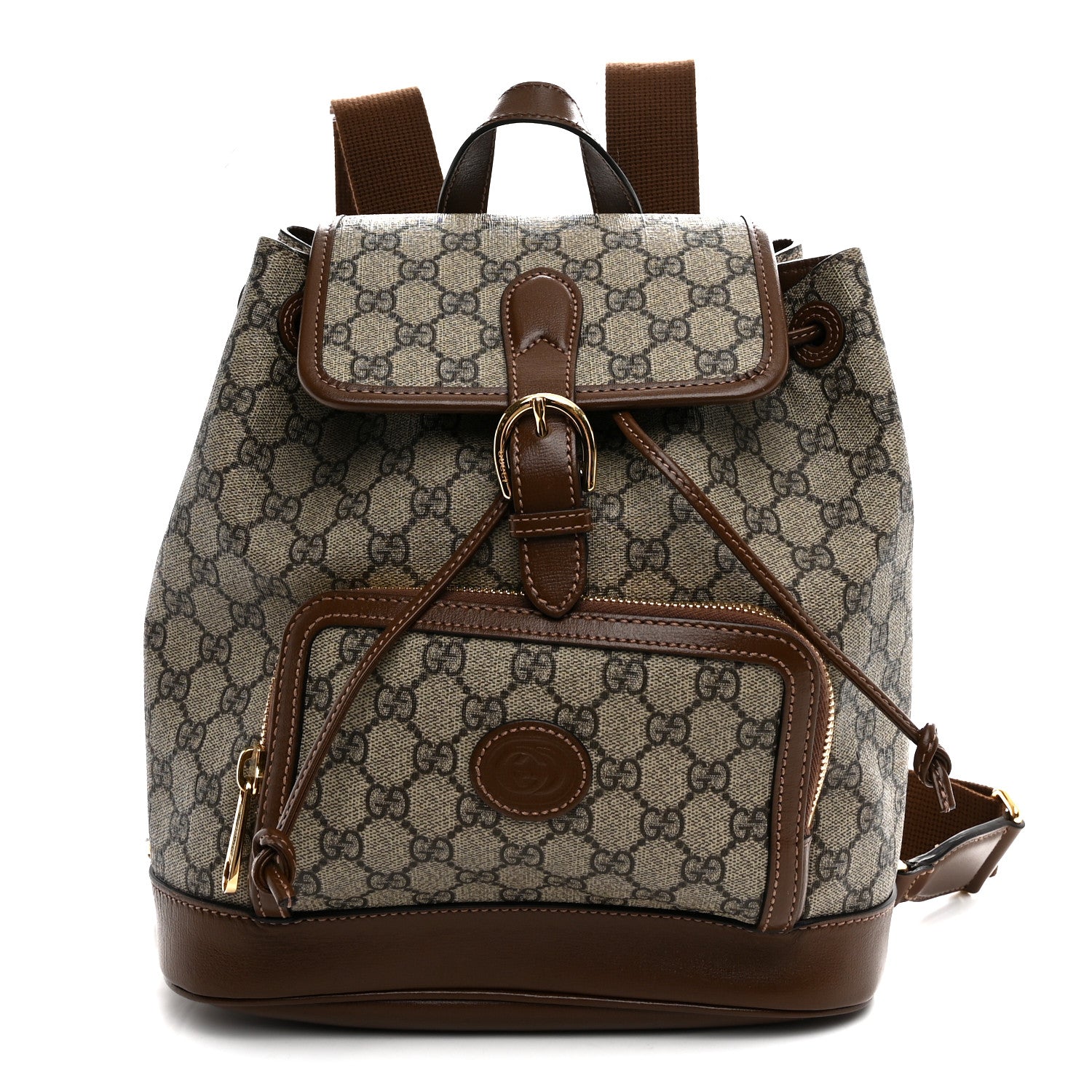 Gucci GG Supreme Monogram Azalea Calfskin Retro Interlocking G Buckle Backpack Beige Ebony Brown Sugar 1 of 9