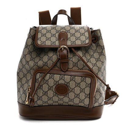 Gucci GG Supreme Monogram Azalea Calfskin Retro Interlocking G Buckle Backpack Beige Ebony Brown Sugar 1 of 9