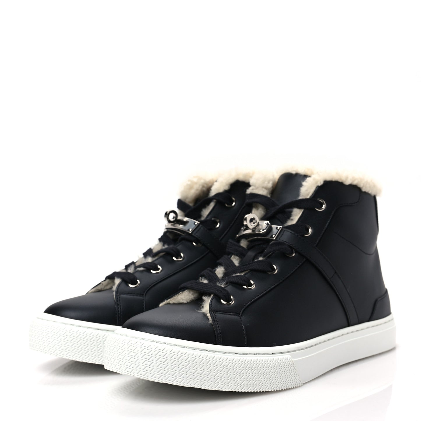 Calfskin Woolskin Daydream Sneakers 38.5 Black Ecru