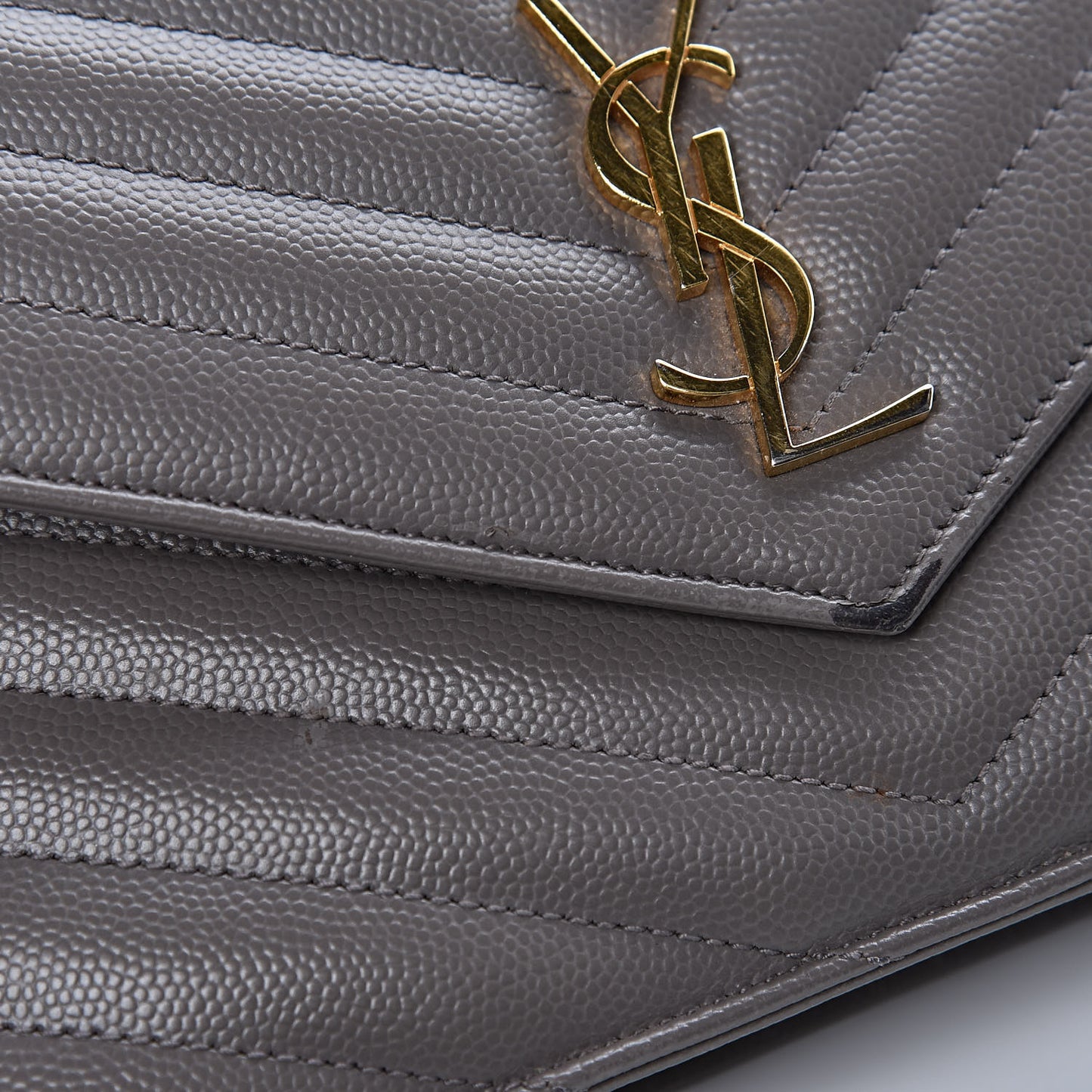 Grain De Poudre Matelasse Chevron Monogram Chain Wallet Fog
