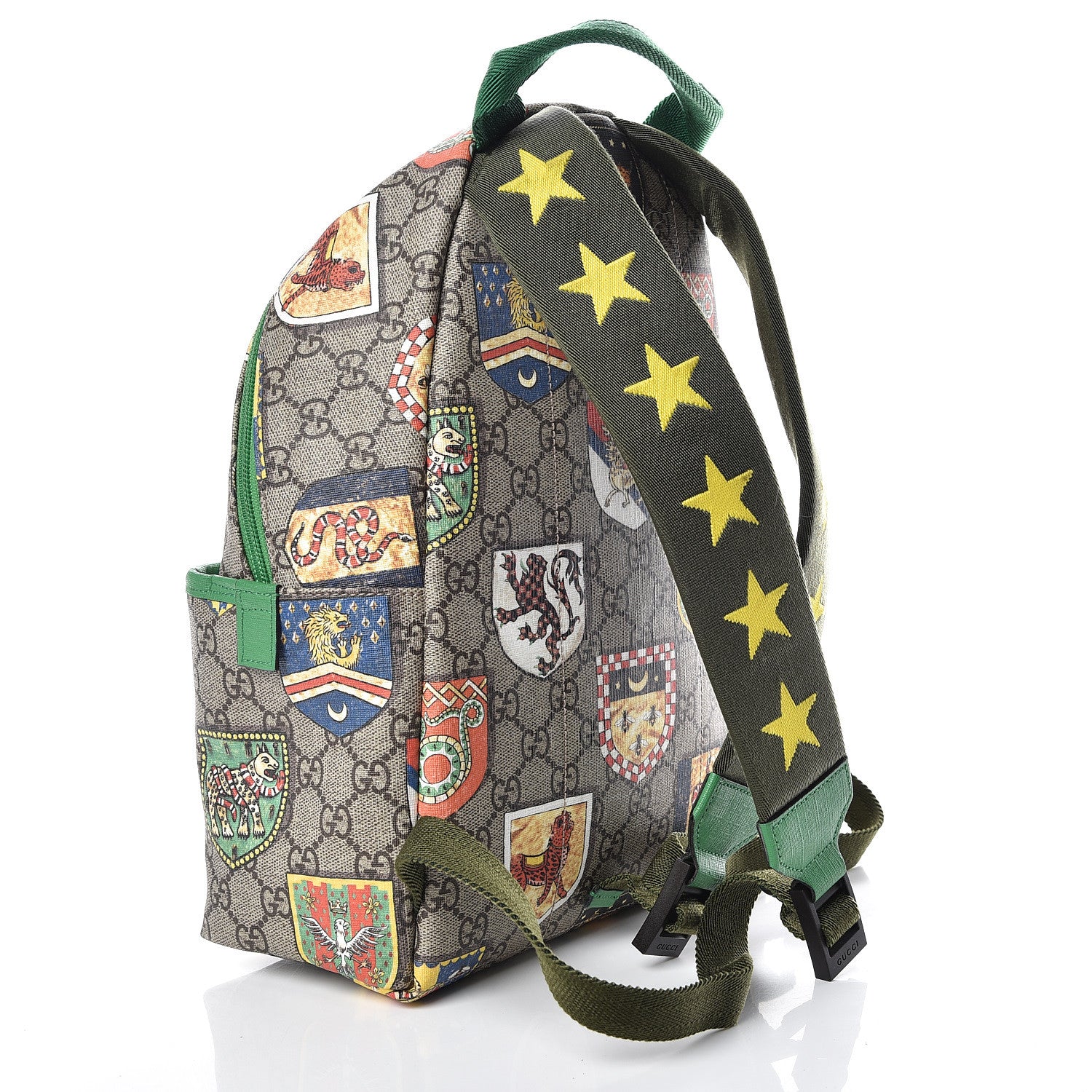 Gucci GG Supreme Monogram Children's Crests Backpack Green 3 of 14