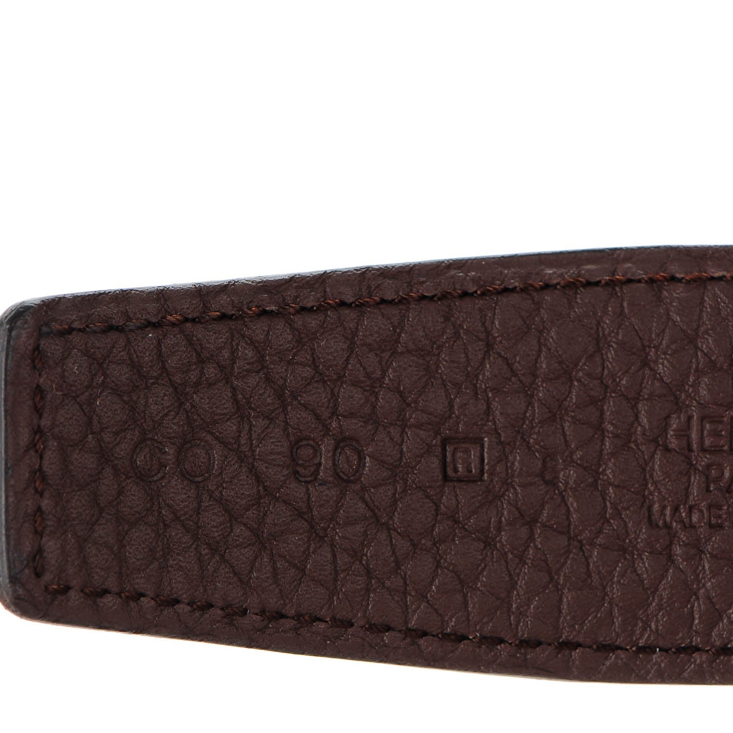 Hermes Box Togo 32mm H Belt 90 Black Chocolate 9 of 11