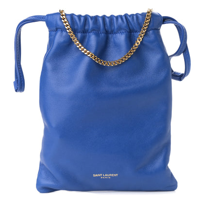 Saint Laurent Lambskin Paris Drawstring Pouch Bleu Majorelle 1 of 10