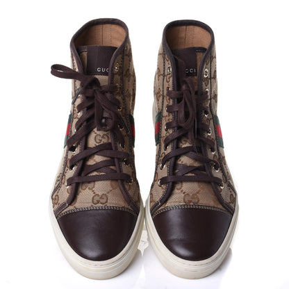 Gucci GG Monogram Web Womens High Top Sneakers 38 Brown 5 of 10