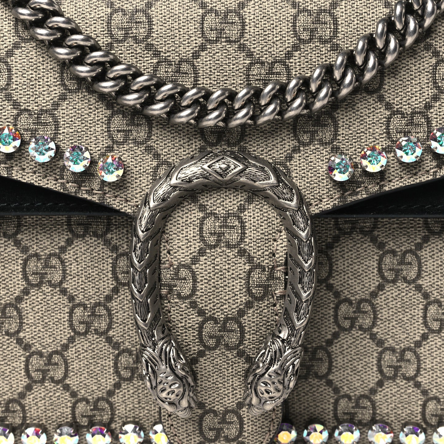 GG Supreme Monogram Crystal Small Dionysus Shoulder Bag Black