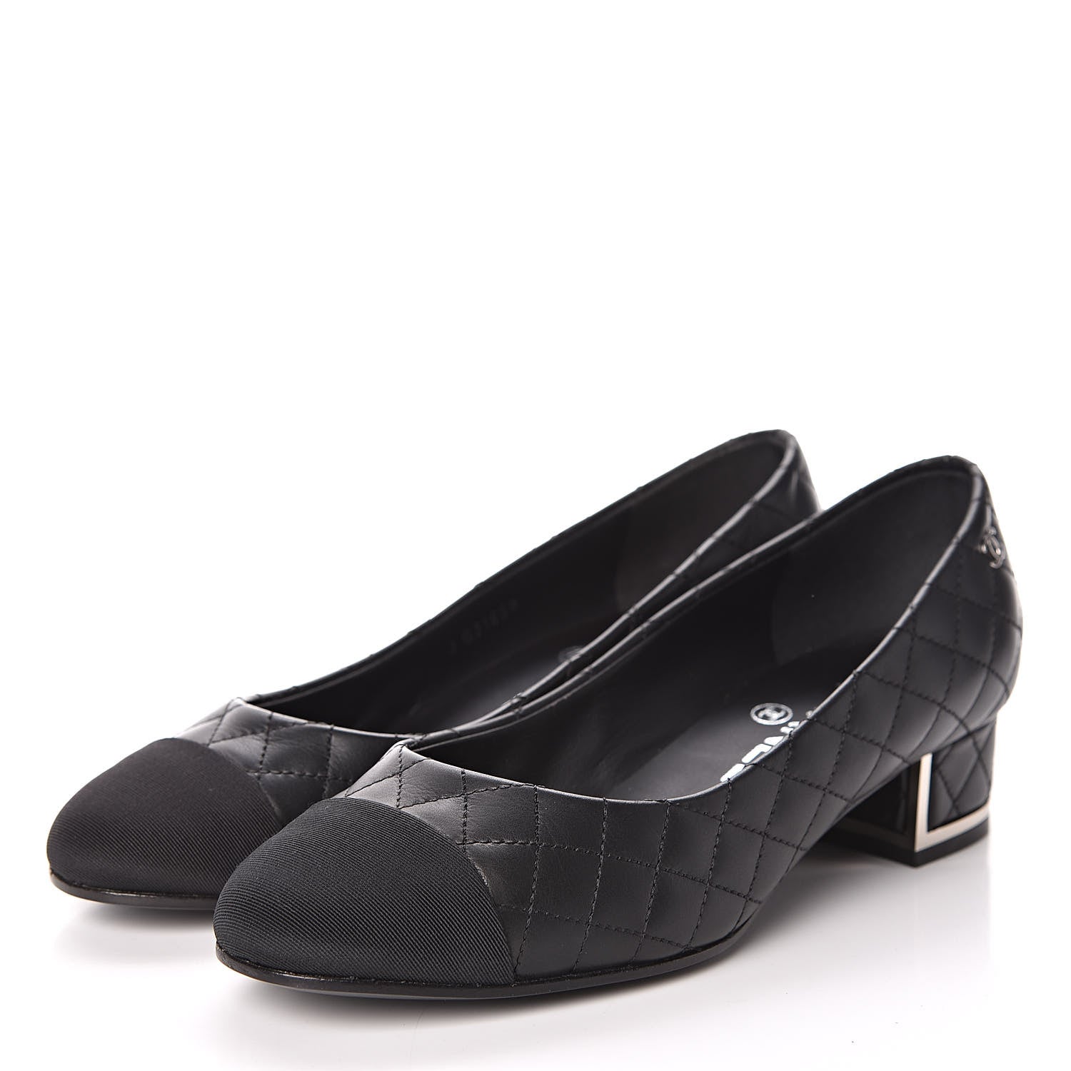 Chanel Aged Calfskin Grosgrain Quilted Cap Toe Pumps 35 Black 3 of 10