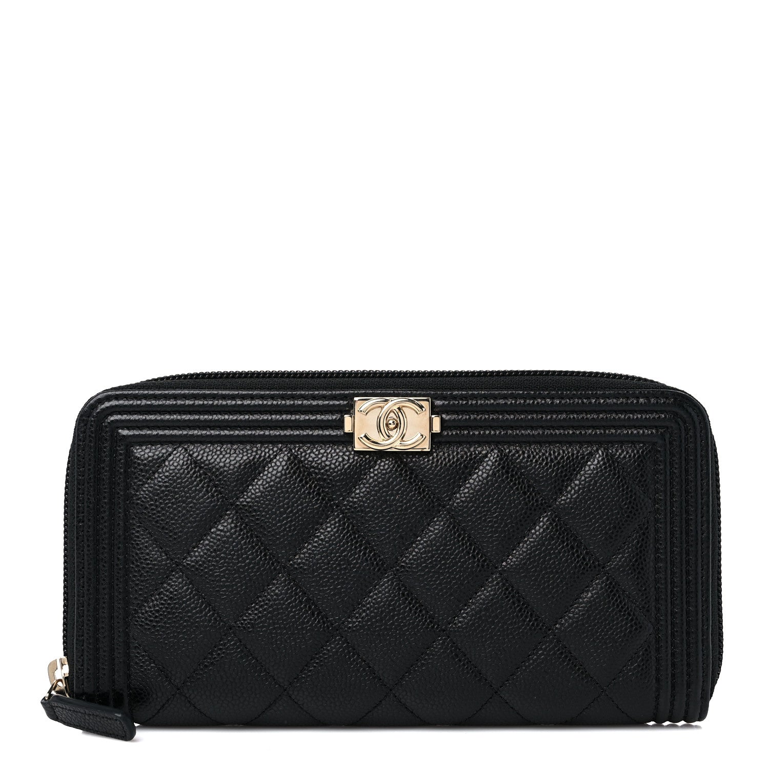 Chanel Caviar Quilted Boy Long Zip Around Wallet Black 1 of 11