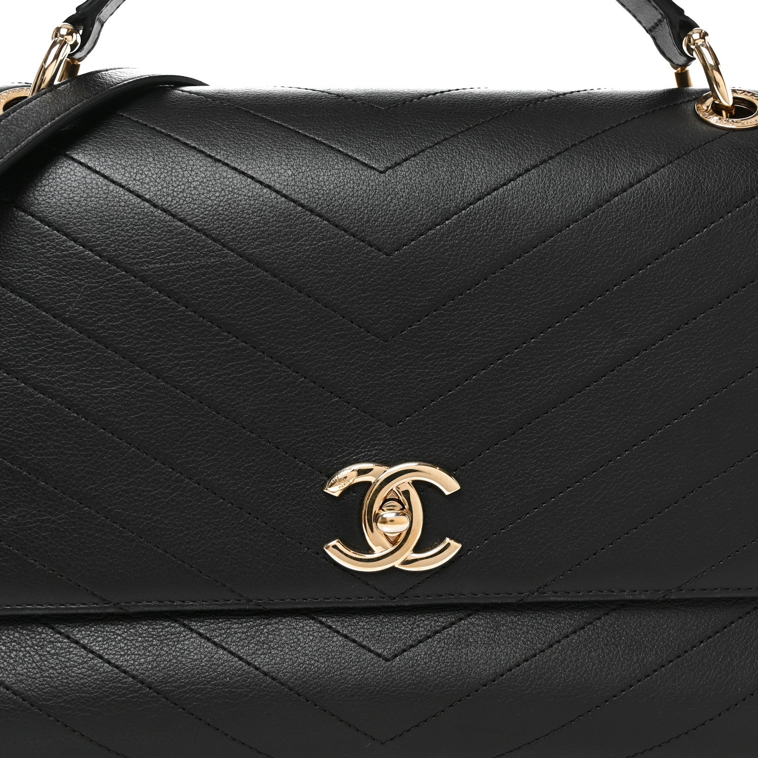 Chanel Grained Calfskin Chevron Stitched Medium Chic Top Handle Flap Black 8 of 10