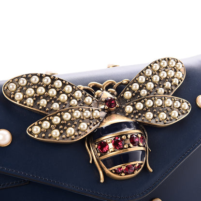 Gucci Nappa Pearl Studded Mini Queen Margaret Broadway Shoulder Bag Blue Agata 8 of 9