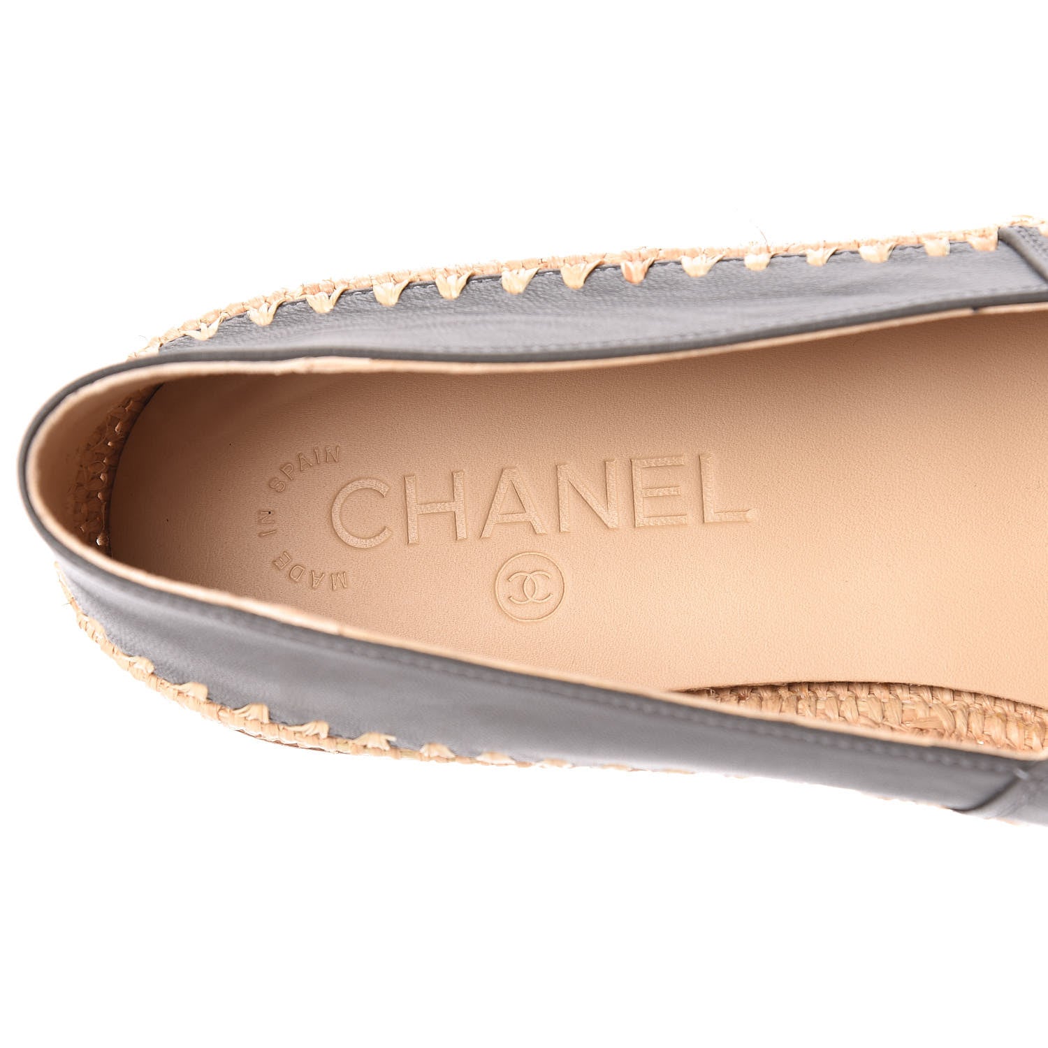 Chanel Lambskin Grosgrain CC Espadrilles 39 Grey Black 7 of 9