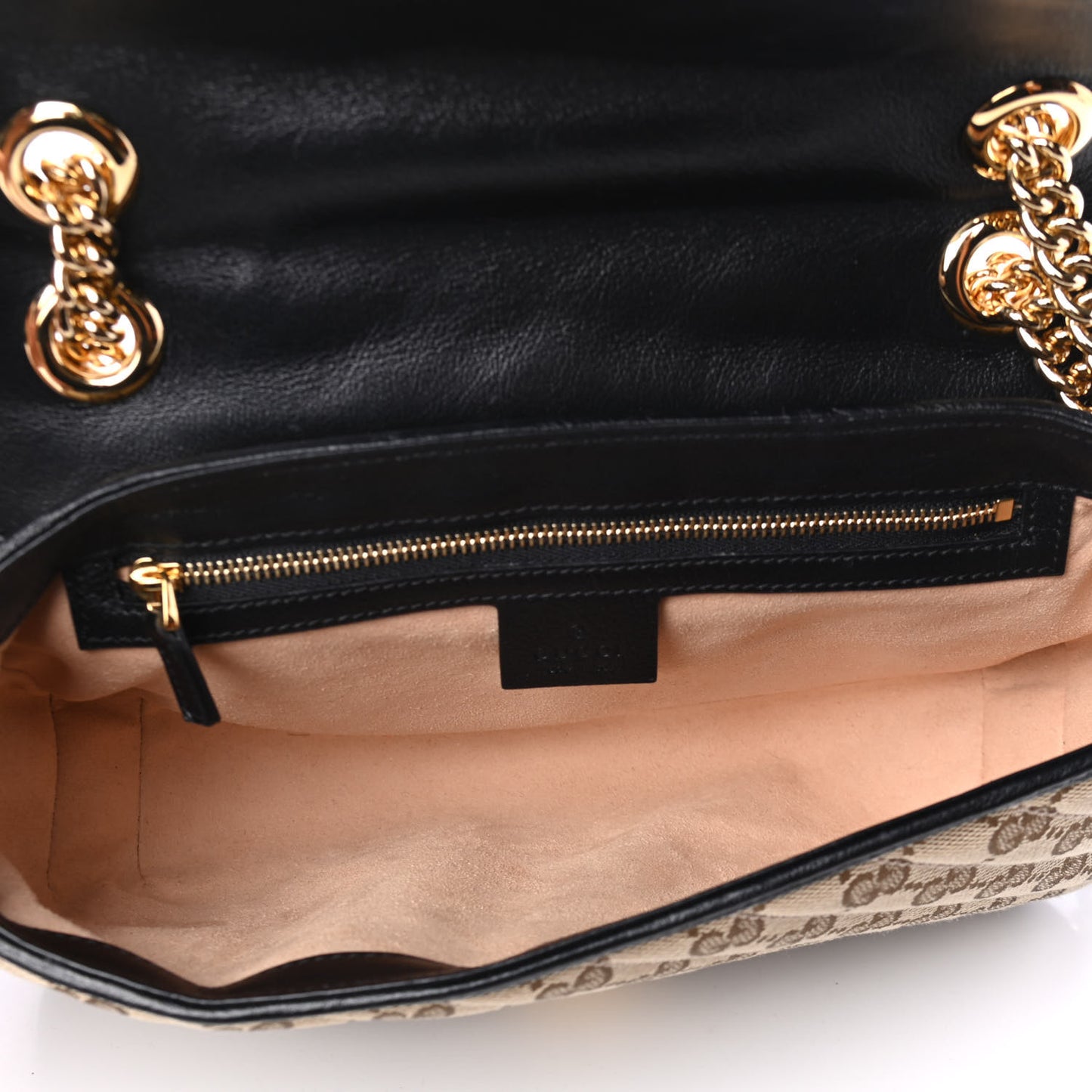 Monogram Matelasse Diagonal Small GG Marmont Shoulder Bag Beige Black