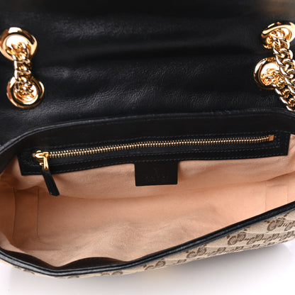 Gucci Monogram Matelasse Diagonal Small GG Marmont Shoulder Bag Beige Black 4 of 4