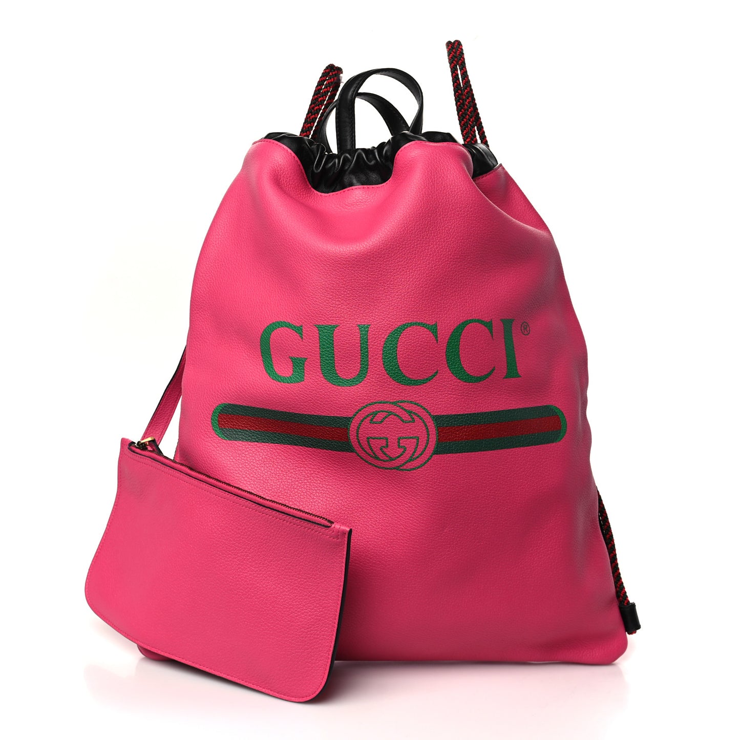 Grained Calfskin Logo Drawstring Backpack Box Pink Green Black