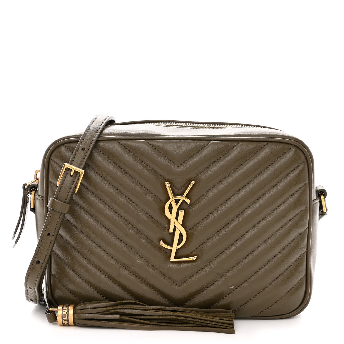 Calfskin Matelasse Monogram Lou Camera Bag Military Olive