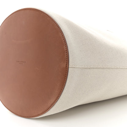Saint Laurent Linen Calfskin Rive Gauche Basket Tote Optic White Tan 10 of 13