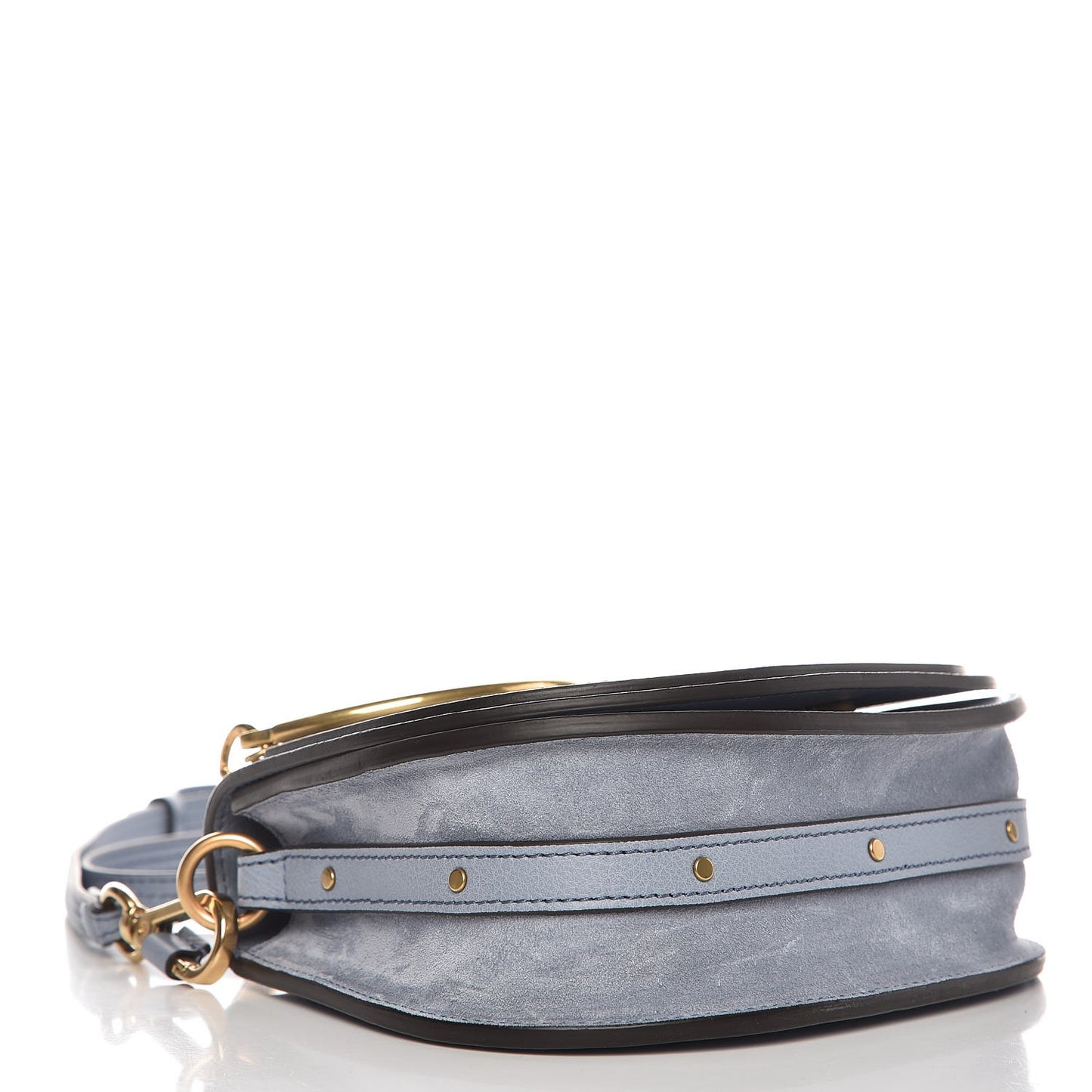 Calfskin Suede Small Nile Bracelet Bag Washed Blue