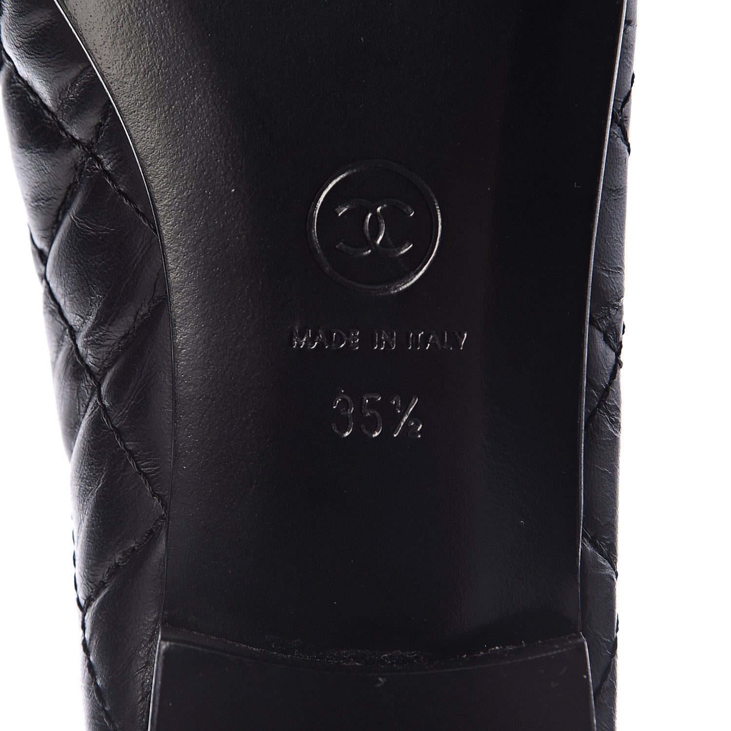 Chanel Aged Calfskin Quilted Cap Toe Ballerina Flats 35.5 Black 7 of 9