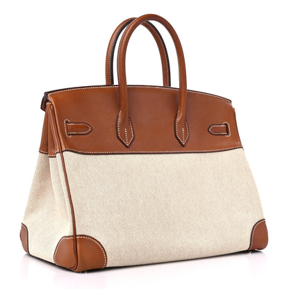 Hermes Toile Barenia Birkin 35 Fauve 3 of 13