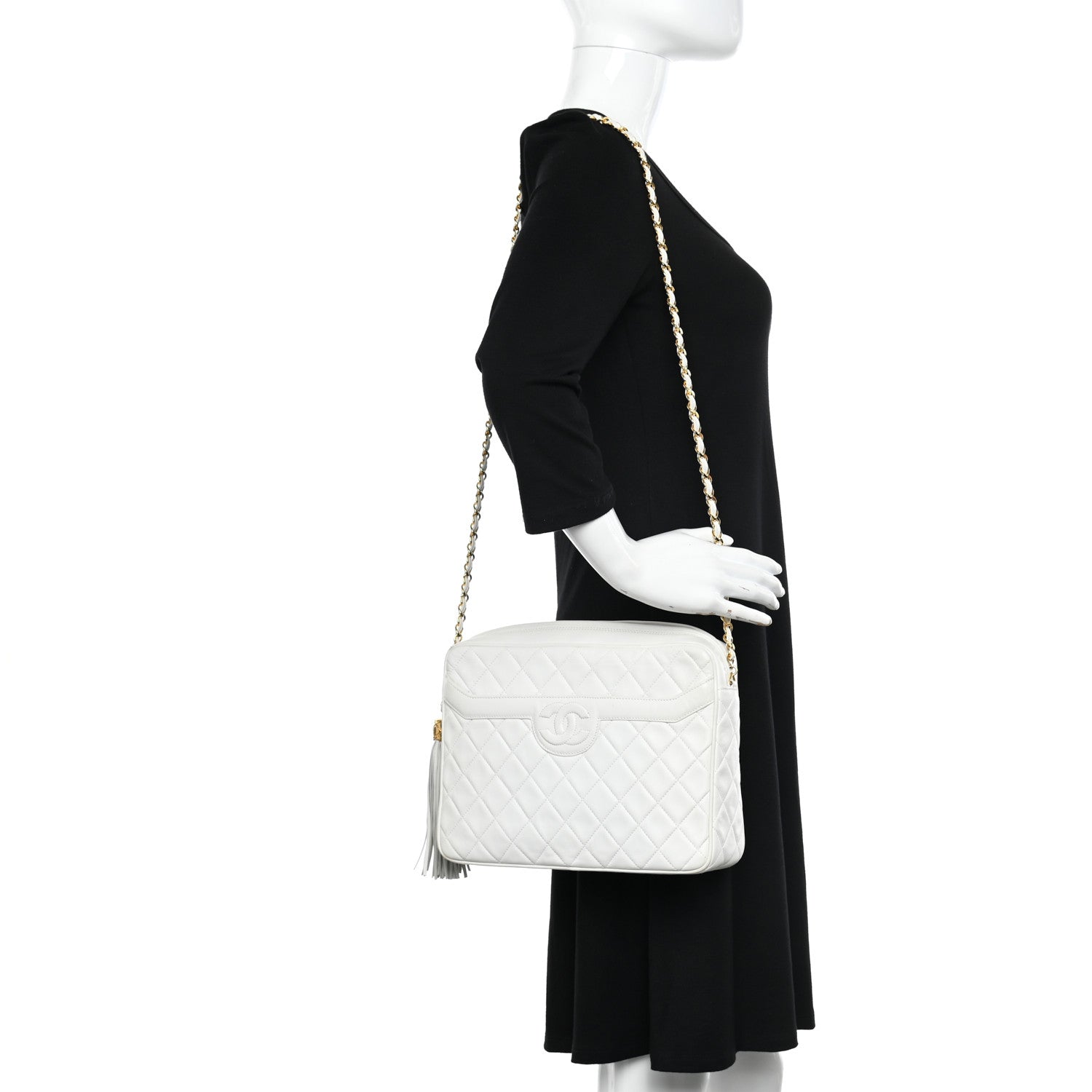 Chanel Lambskin Quilted Tassel Camera Case White 2 of 11