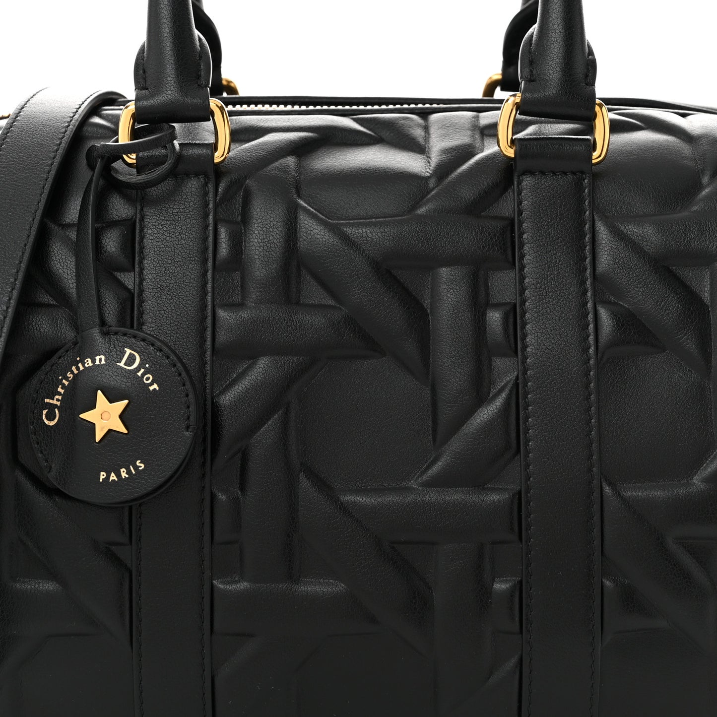 Calfskin Embossed Graphic Cannage Groove 25 Bag Black