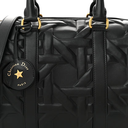 Christian Dior Calfskin Embossed Graphic Cannage Groove 25 Bag Black 8 of 10
