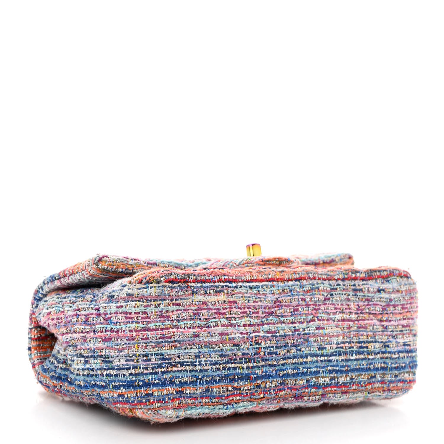 Chanel Tweed Quilted Mini Rectangular Flap Blue Pink Orange 4 of 10