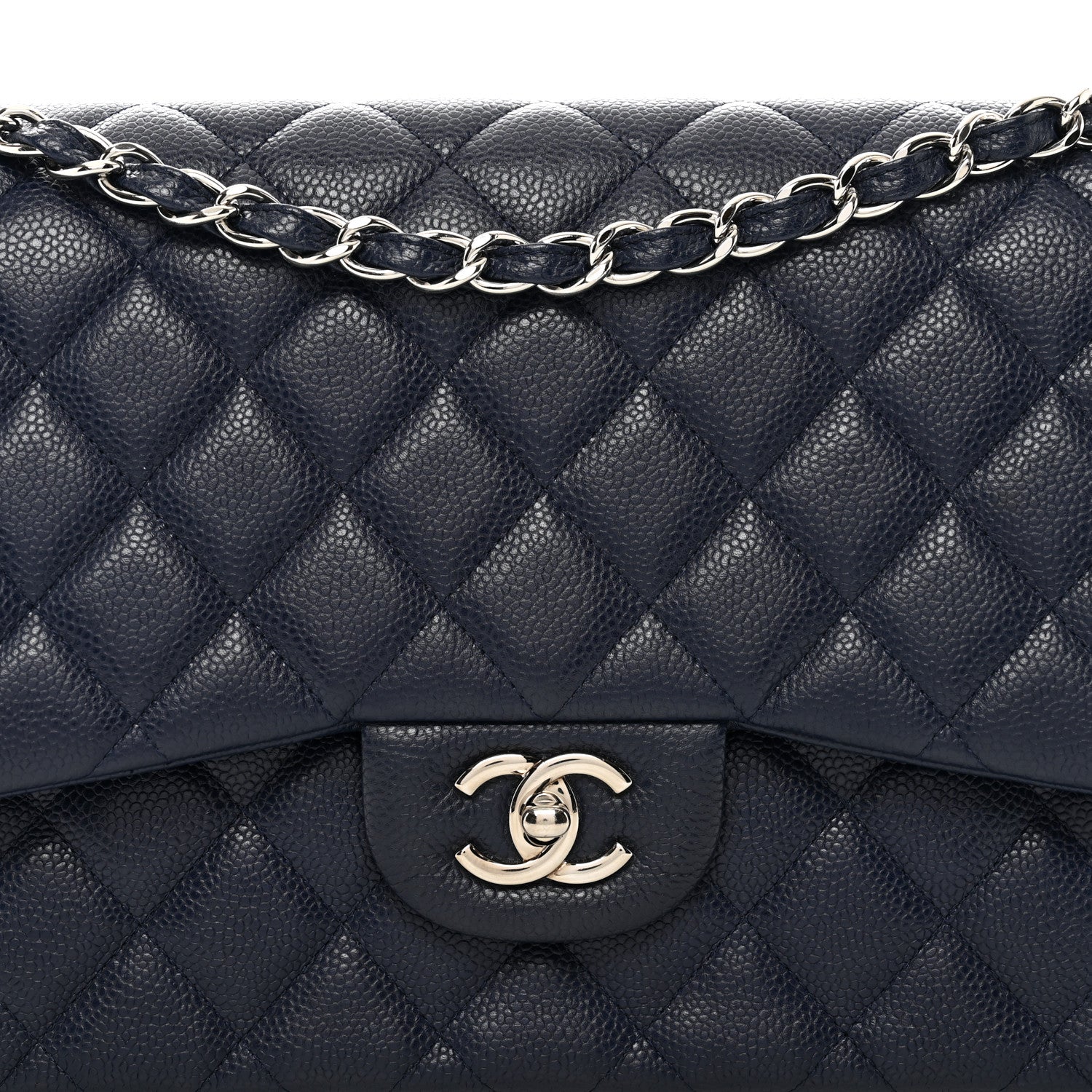 Chanel Caviar Quilted Jumbo Double Flap Navy Blue 5 of 11