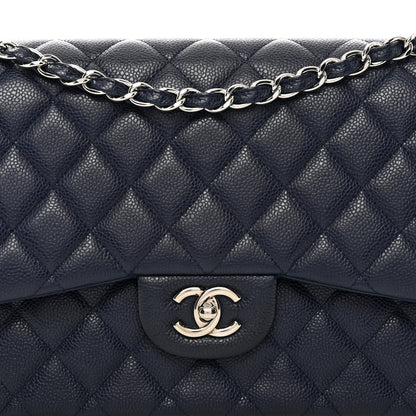 Chanel Caviar Quilted Jumbo Double Flap Navy Blue 5 of 11