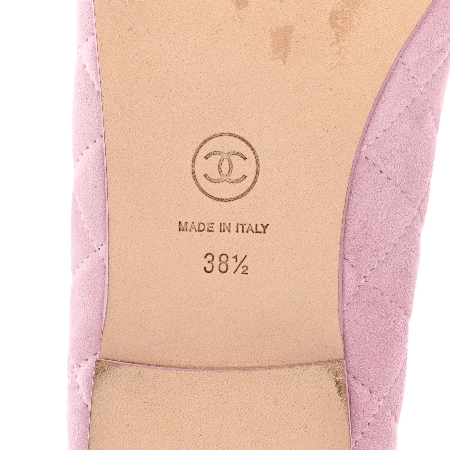Chanel Suede Quilted Cap Toe CC Ballerina Flats 38.5 Light Pink 7 of 14