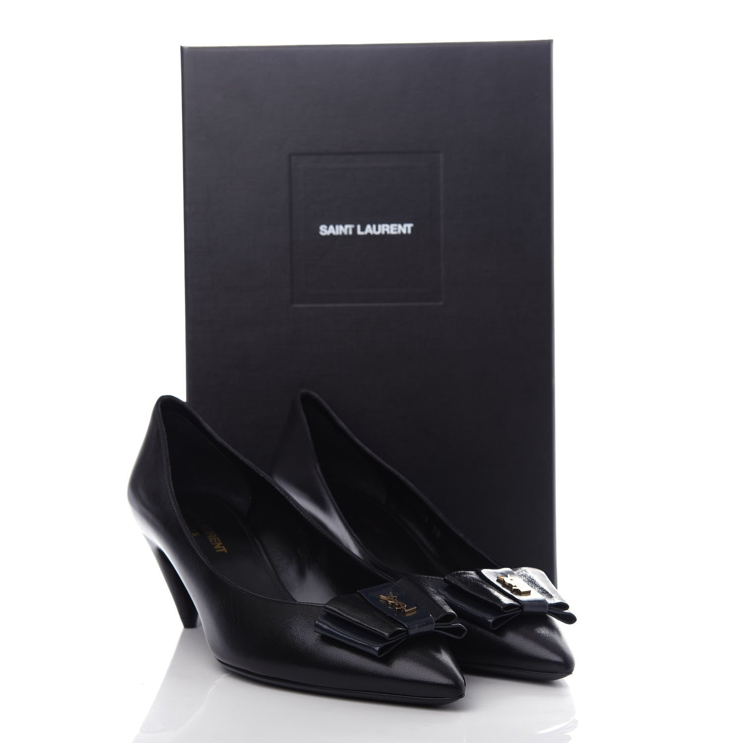 Saint Laurent Calfskin Bow Anais Pumps 38 Black 11 of 11