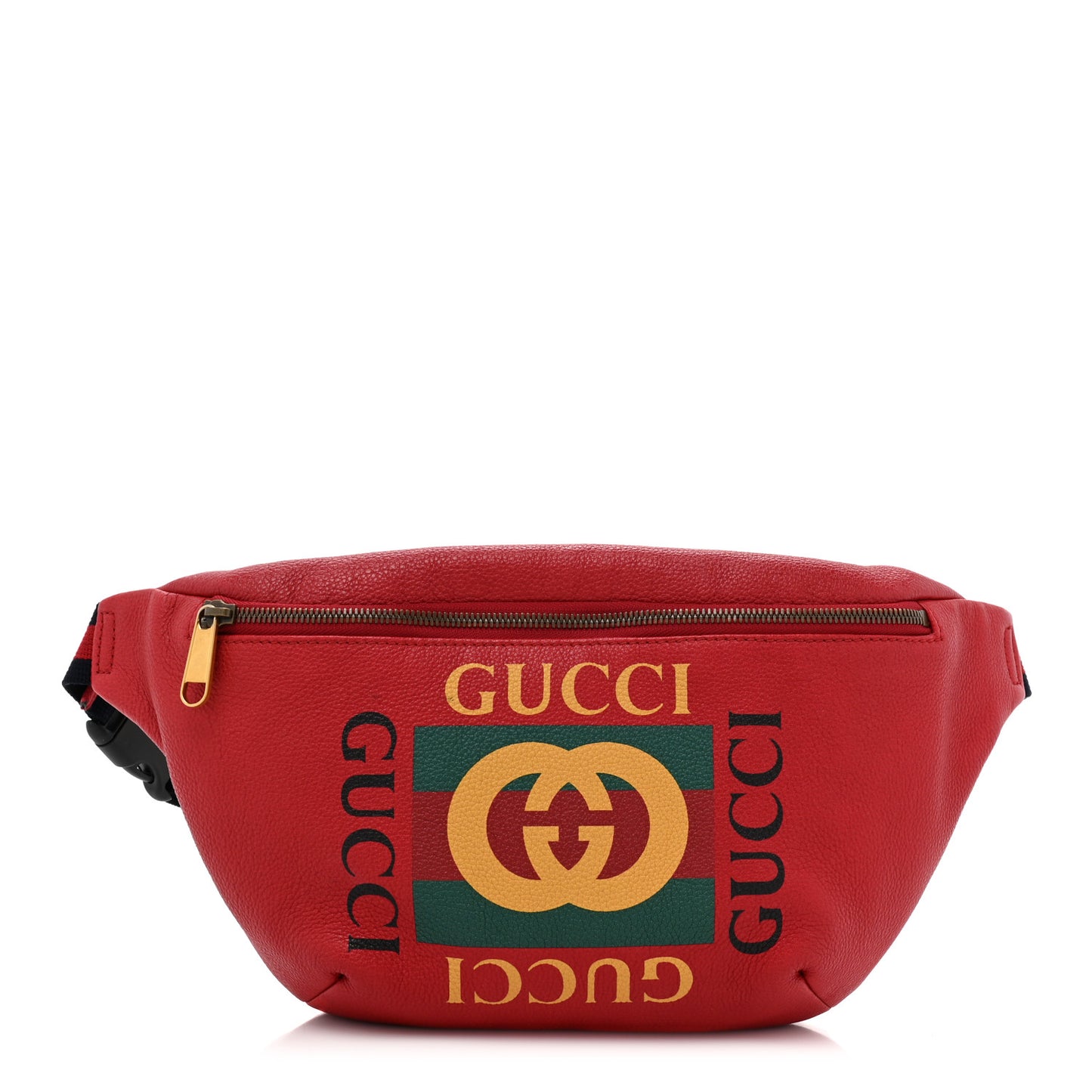 Grained Calfskin Logo Belt Bag Hibiscus Red