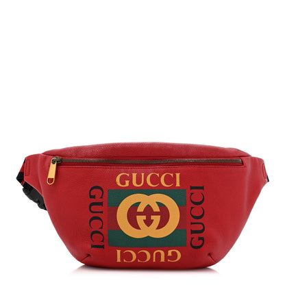 Gucci Grained Calfskin Logo Belt Bag Hibiscus Red 1 of 9