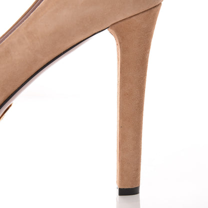 Gucci Kid Scamosciato Platform Pumps 40.5 Camelia 14 of 18