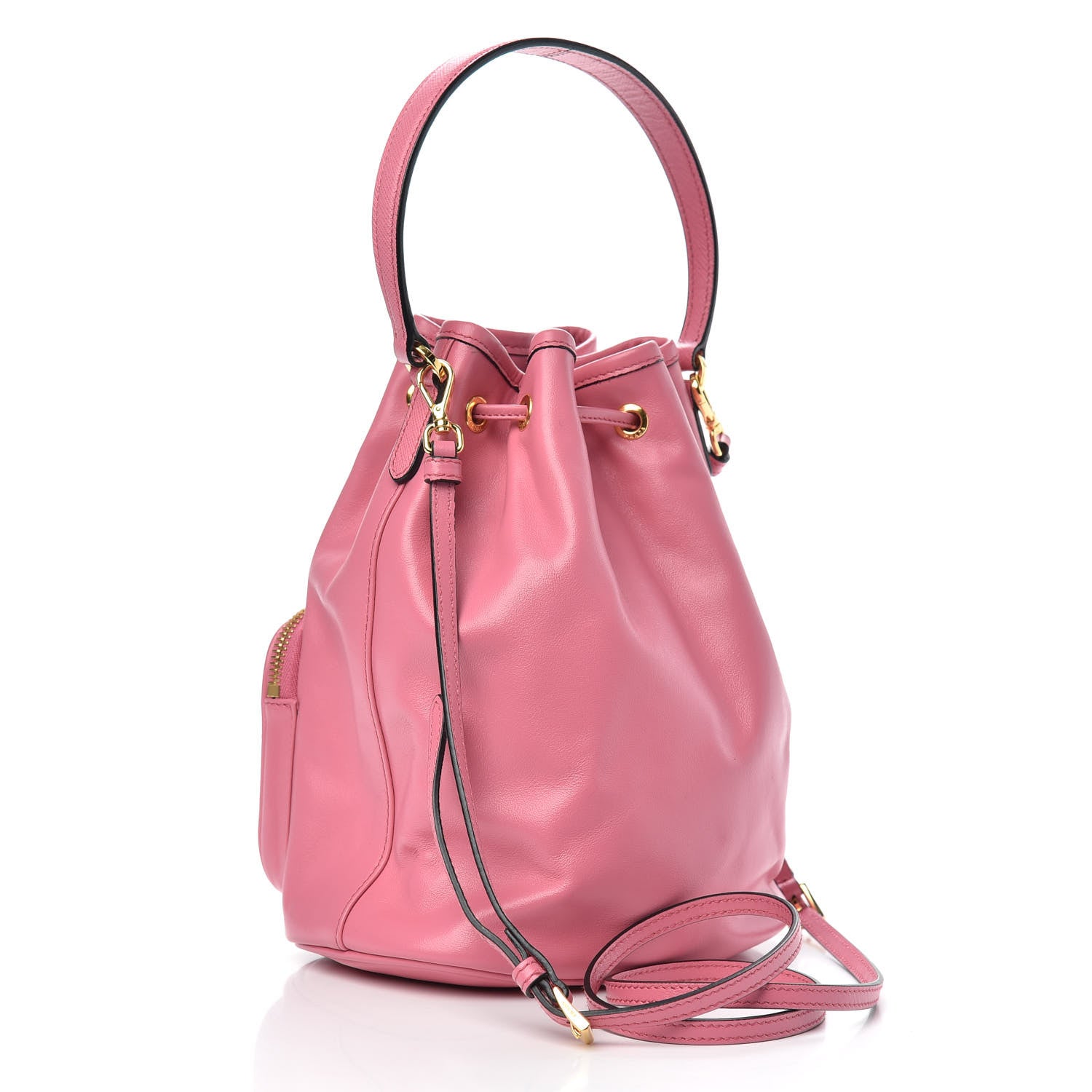 Prada Soft Calfskin Saffiano Mini Bucket Crossbody Bag Peonia 3 of 13