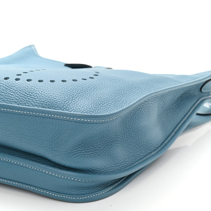Hermes Taurillon Clemence Evelyne III GM Blue Jean 9 of 10